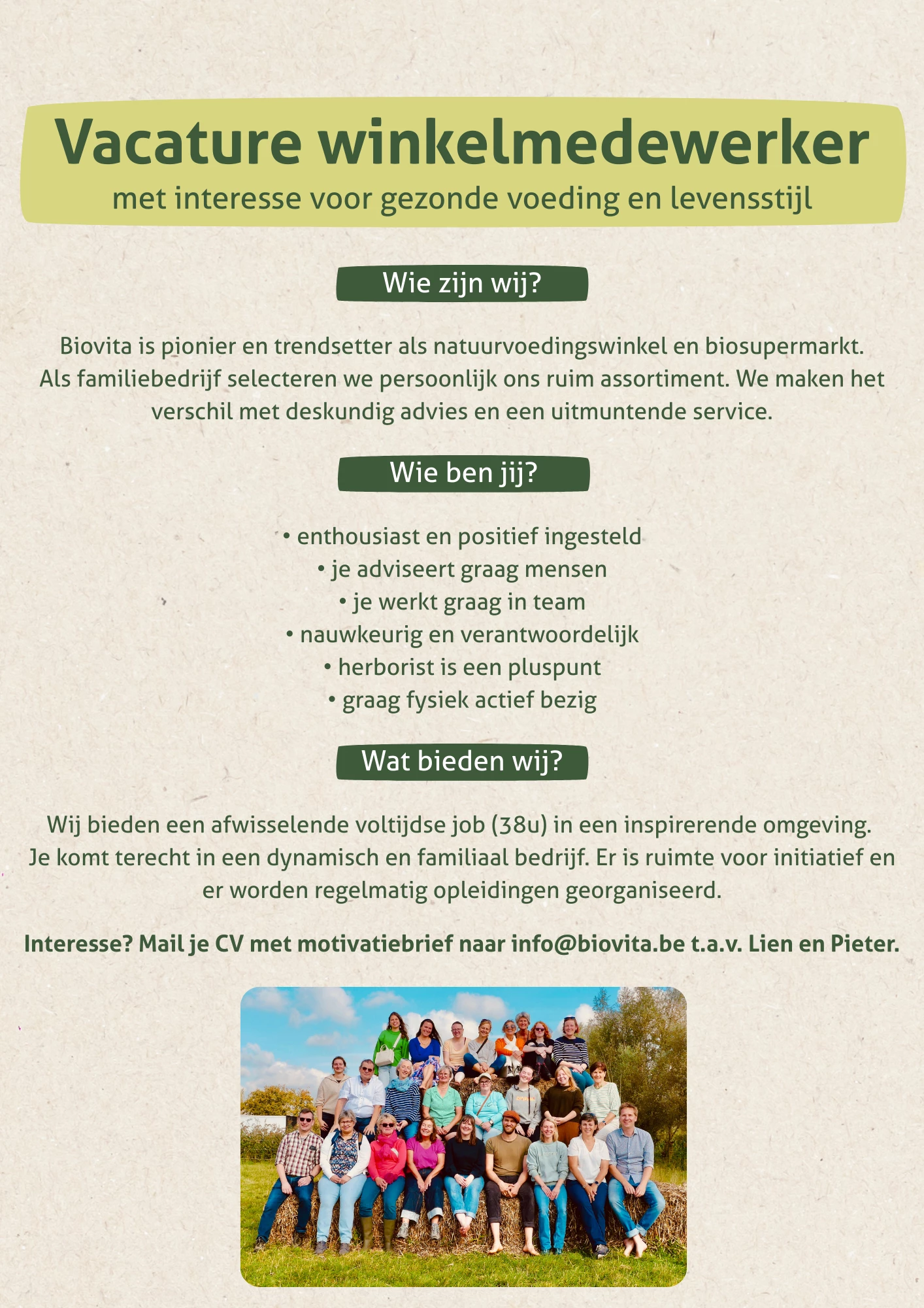 Vacature winkelmedewerker