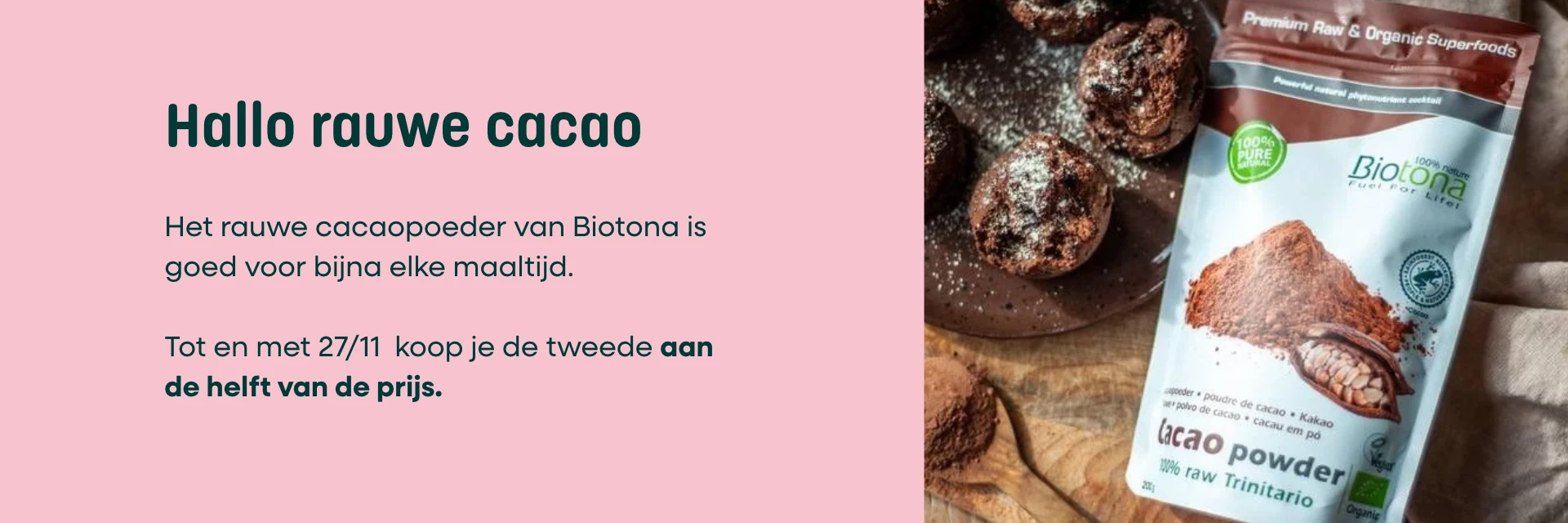 Actie Biotona rauwe cacao November Biovita